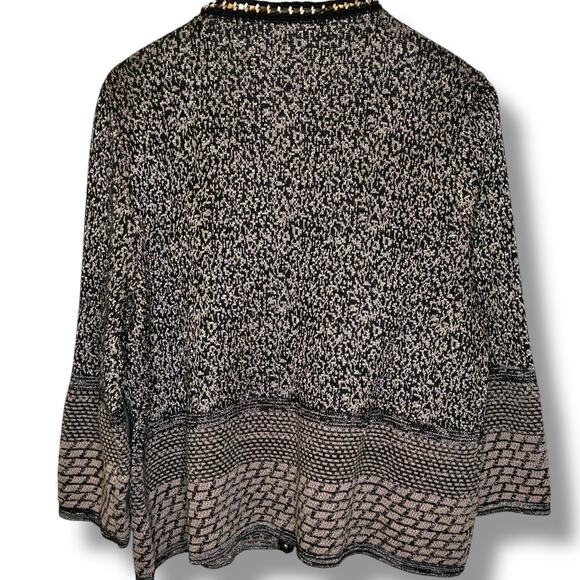 Chico’s Cardigan Size 2 (Large) Sequin Mixed Media Metal Chain Link Neckline - Picture 3 of 7
